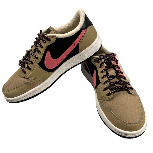 Jordan 1 Retro Low Fleece “Parachute Beige”  Women 6.5 Sneakers Fuzzy Tan Pink - Picture 2 of 16